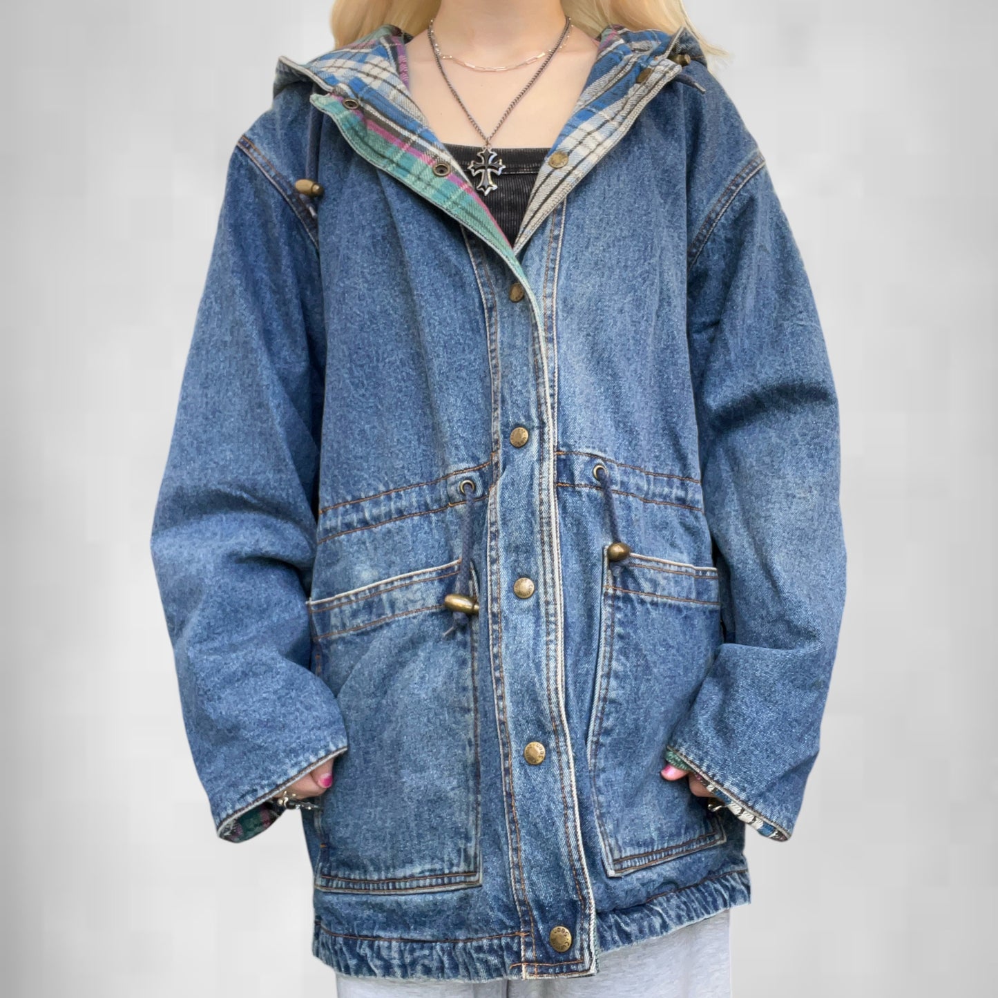 Vintage Current Seen Plaid Jean Jacket