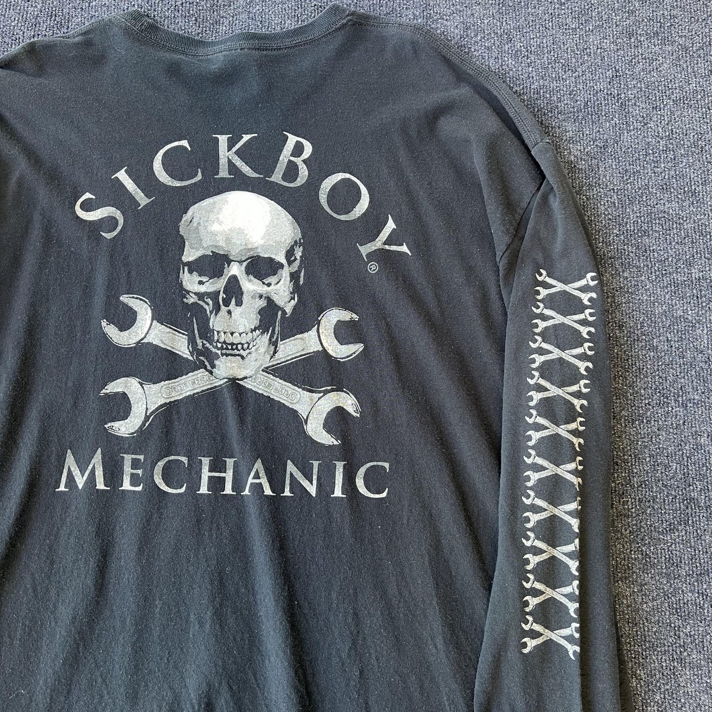 Sick Boy Mechanic Y2K Skull Biker Long Sleeve