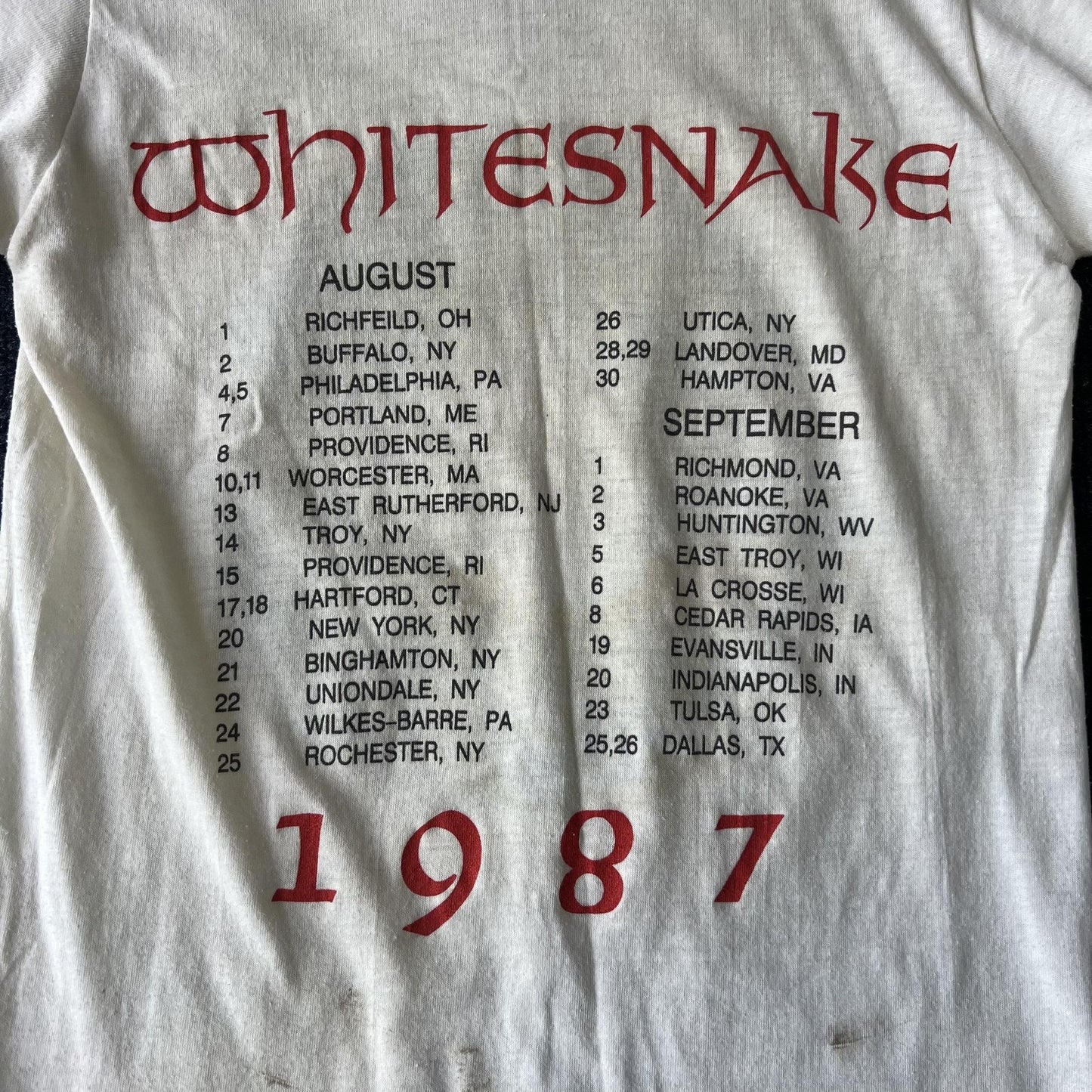 Vintage 1987 Whitesnake Tour Tee