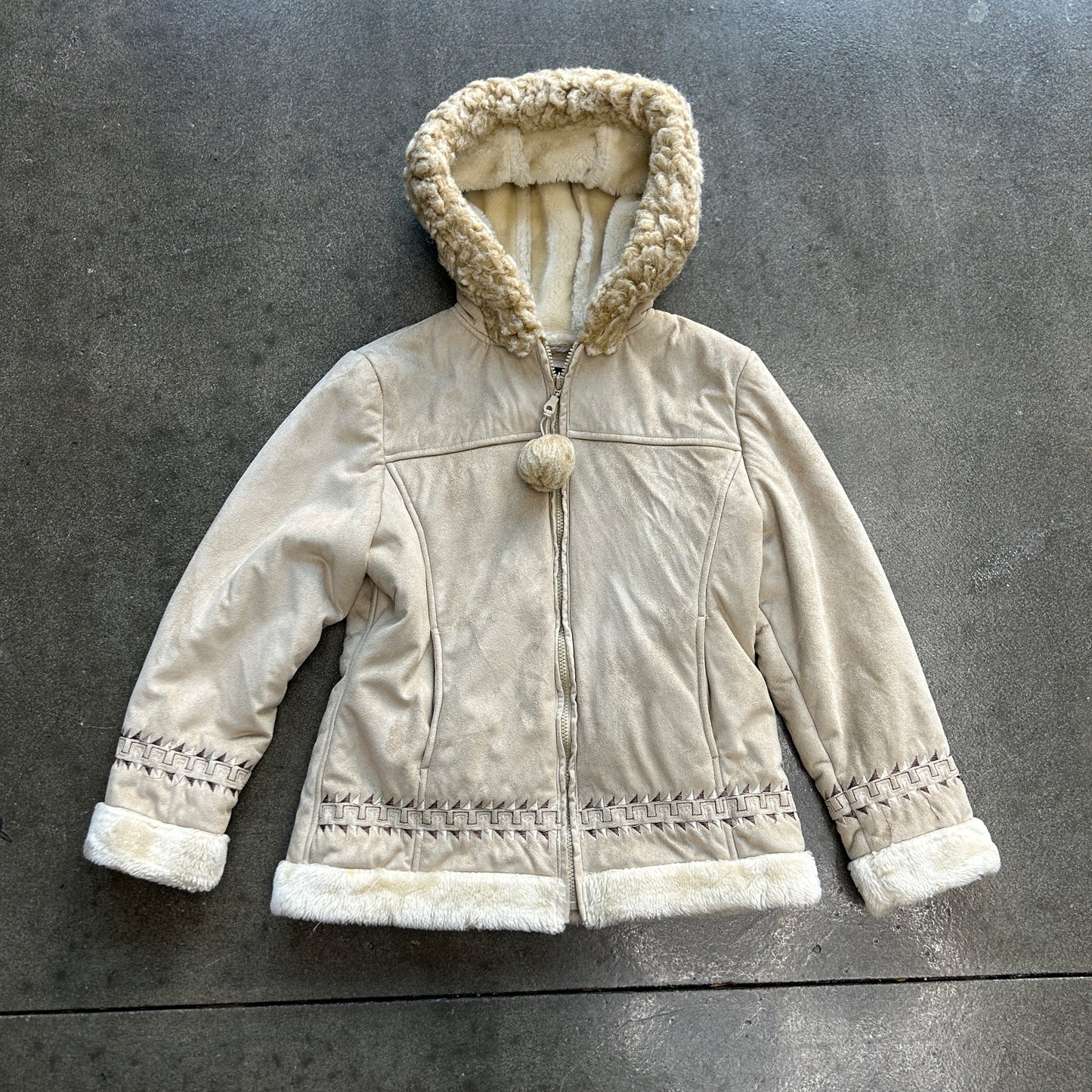 Vintage Pom Pom Fur Hood Jacket