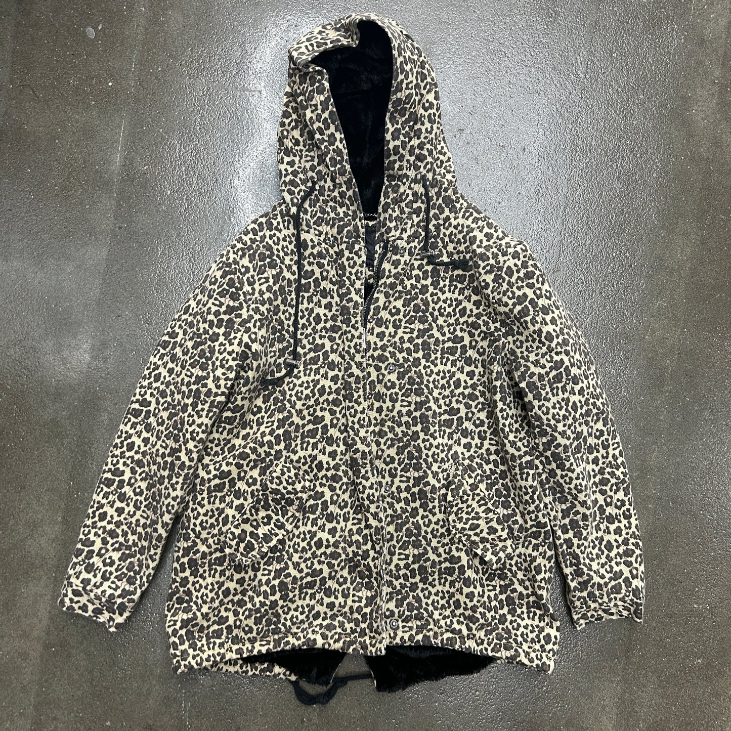 Vintage J2 Fur Lined Hooded Cheetah Print Coat