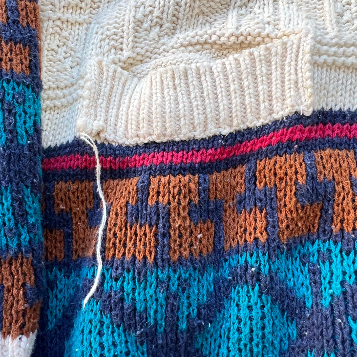 Vintage French Navy Patterned Cardigan