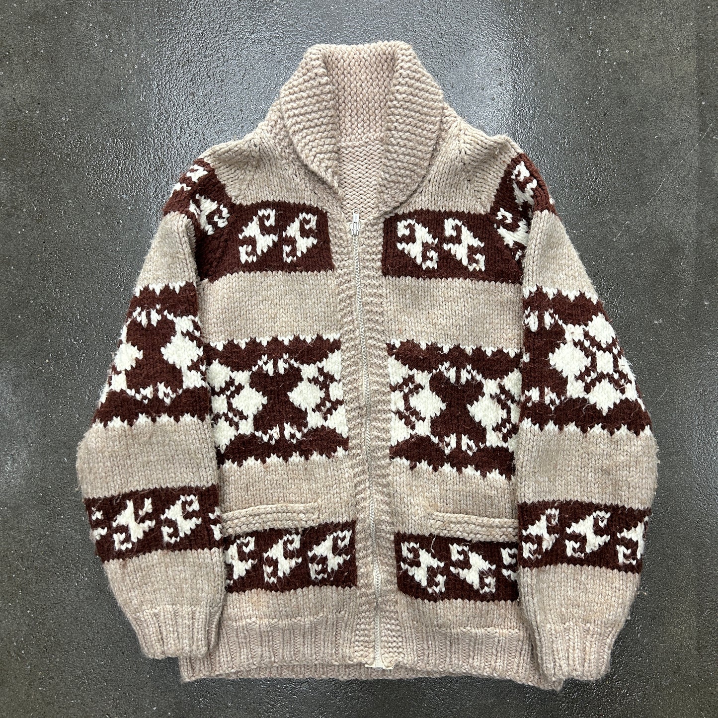 Vintage Heavy Wool Knit Zip Up Sweater