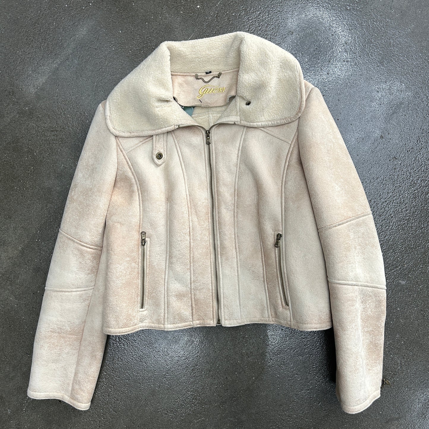 Vintage Guess Suede Cropped Bomber Jacket