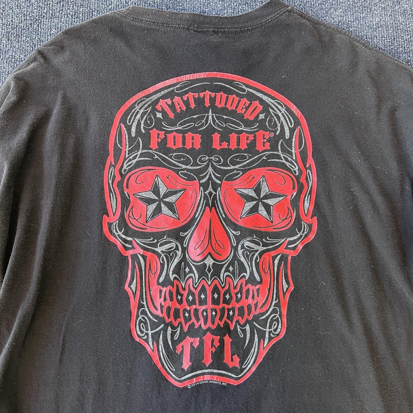 Y2K Hot Leathers Tattooed For Life Skull Long Sleeve
