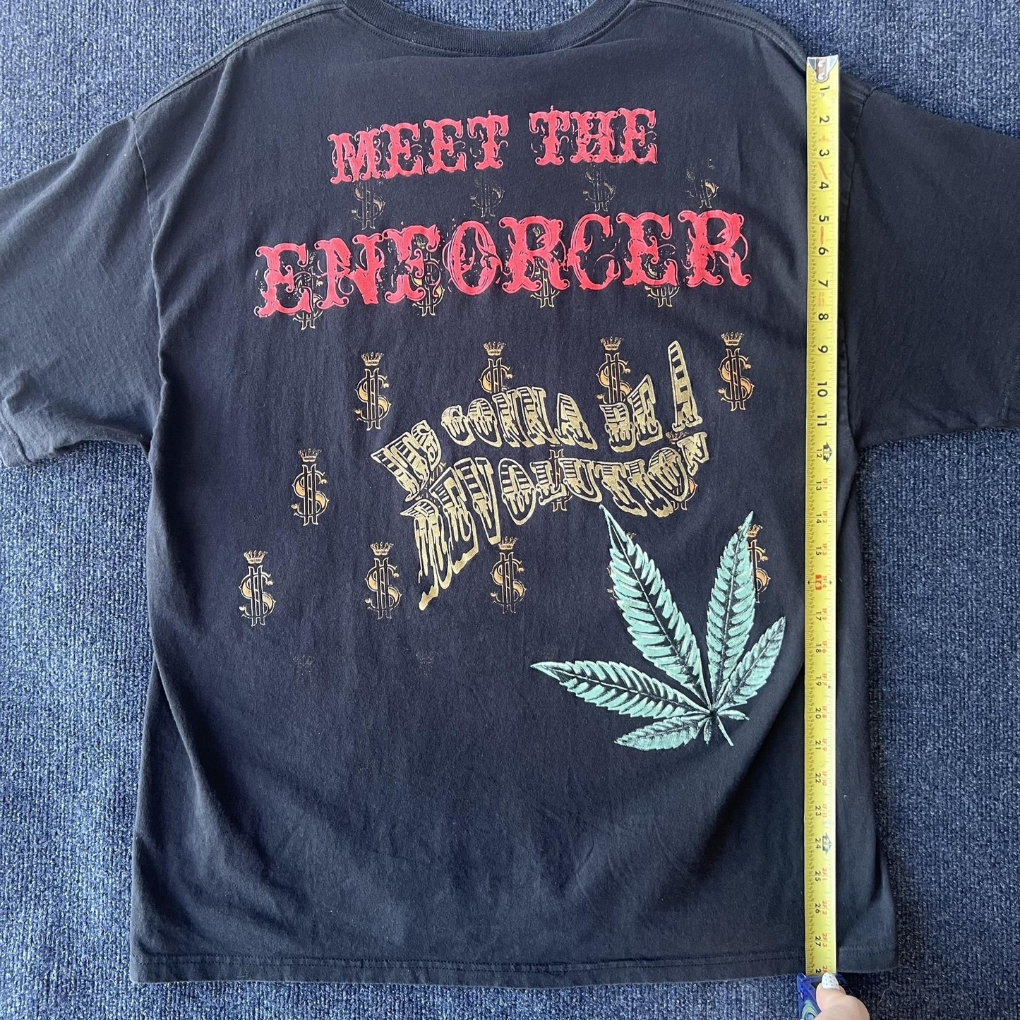 Vintage Y2K Dr Hood Black Power To Rule Graphic Skull Tee