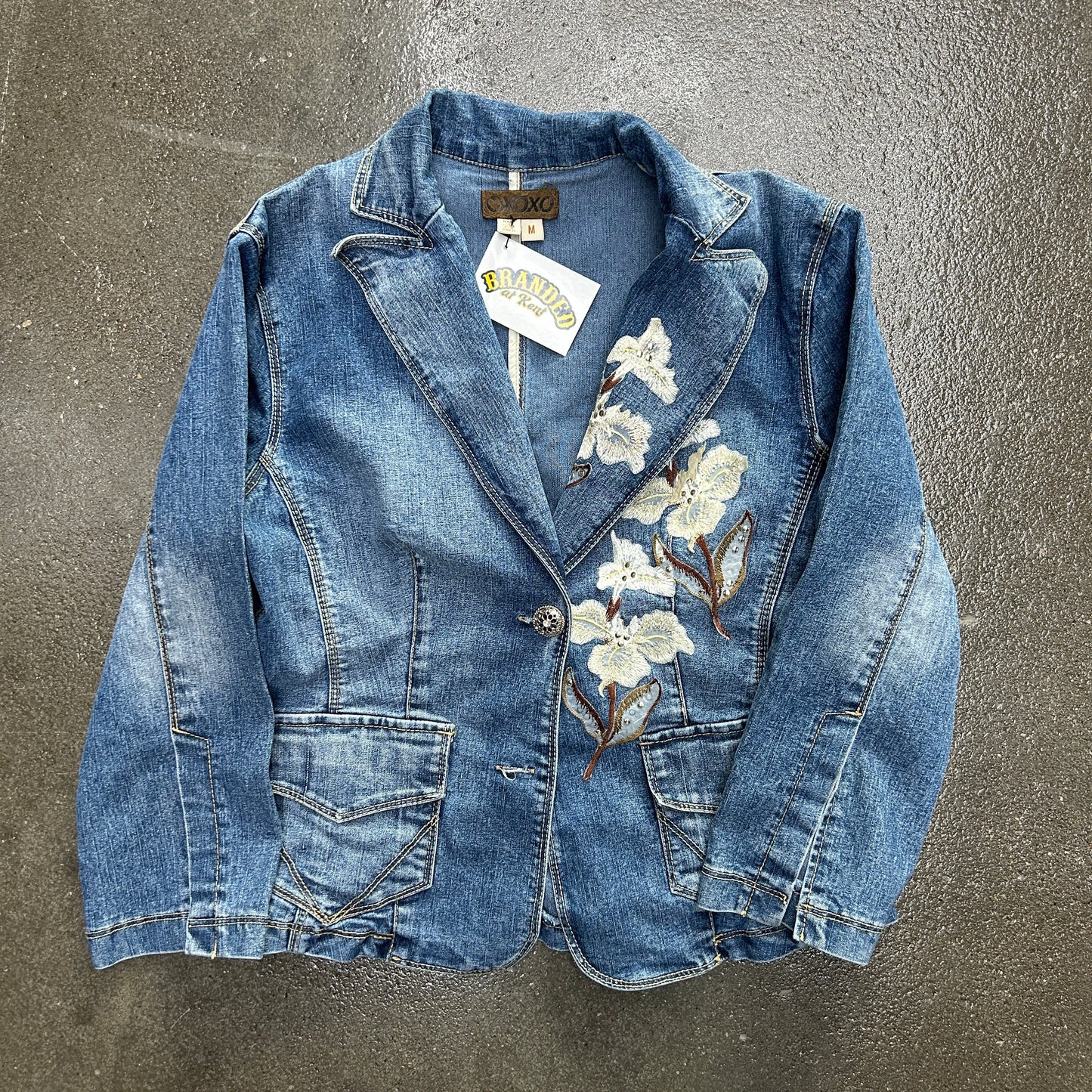 XOXO Y2K Floral Embroidered Denim Jacket