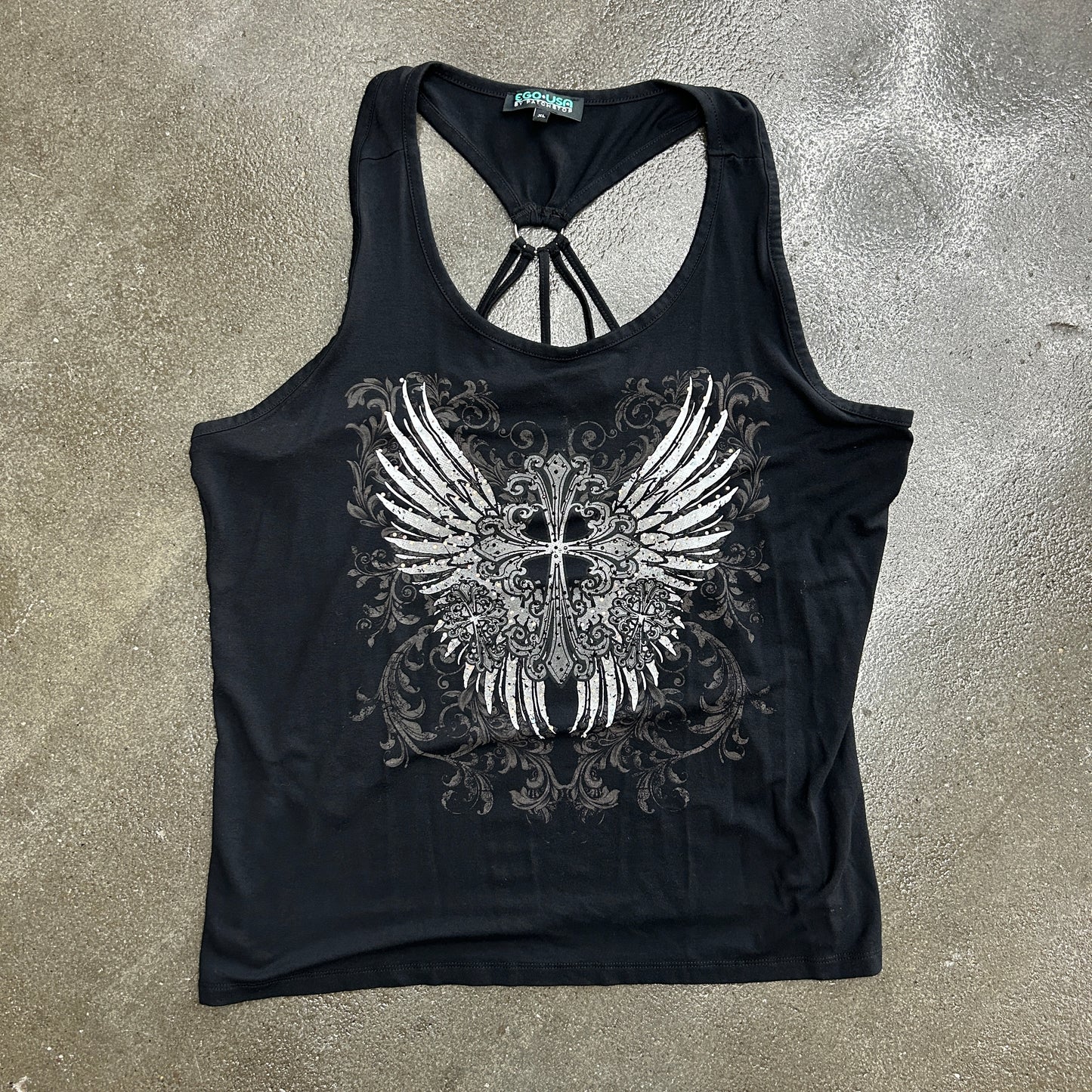 Y2K Ego USA Bedazzled Cross Top
