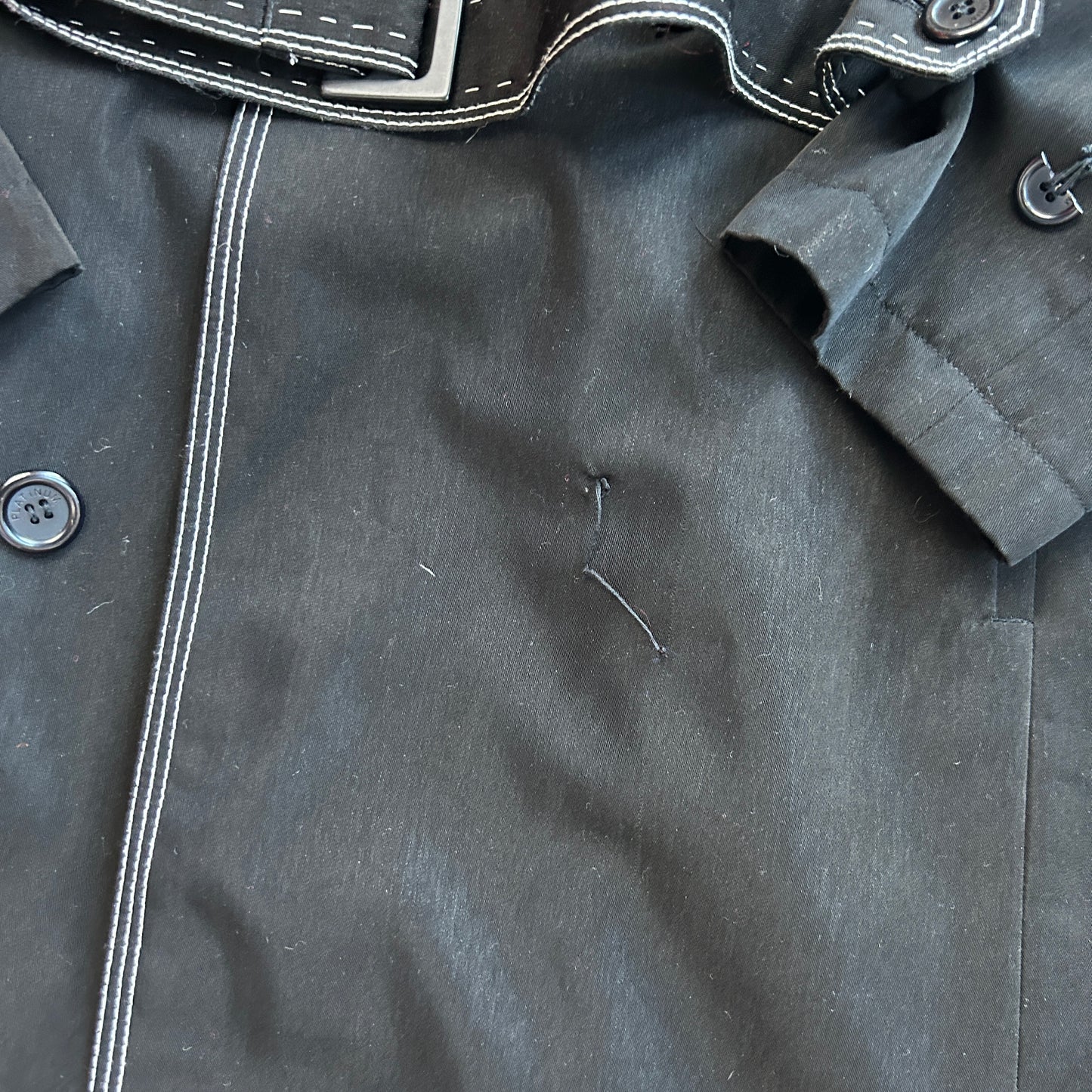 Vintage Platinum Contrast Stitch Trench Coat