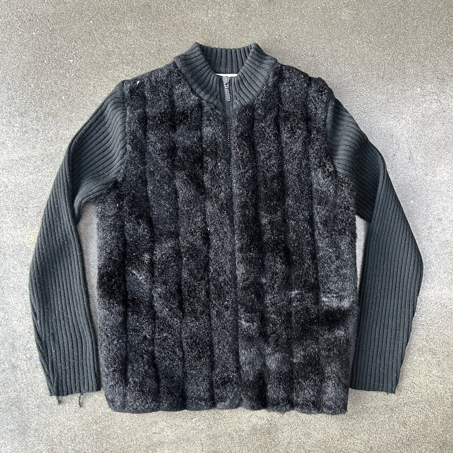 Vintage Faux Fur Zip Up Sweater