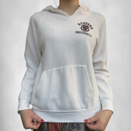 Vintage Harvard University White Hoodie