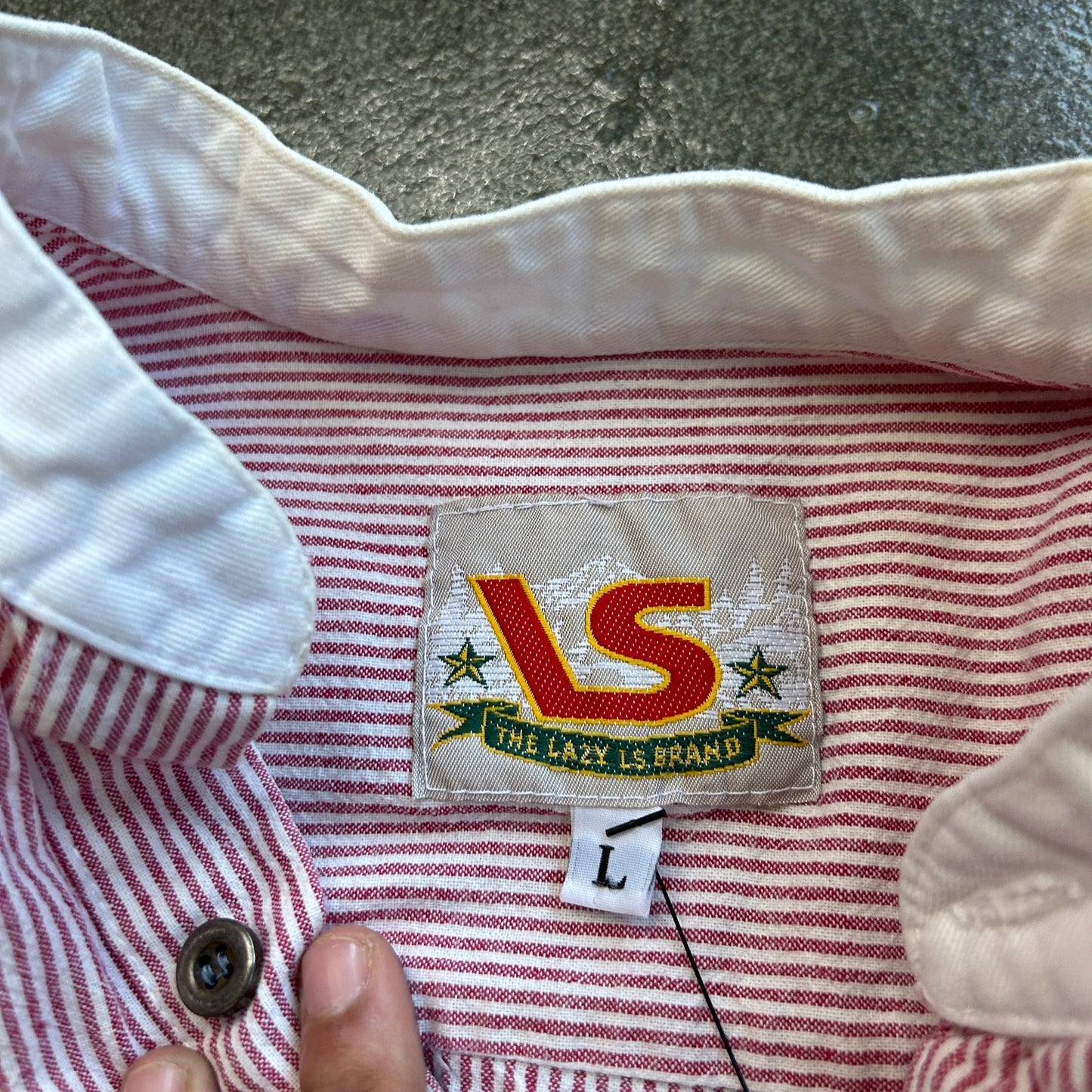 Vintage Lazy Ls Striped Button Up