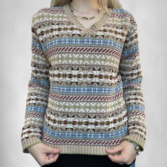 Vintage Country Seat Patterned Sweater
