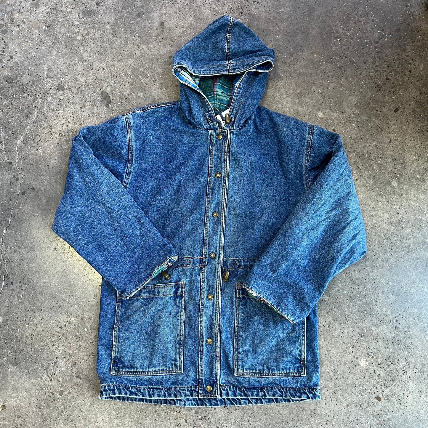 Vintage Current Seen Plaid Jean Jacket