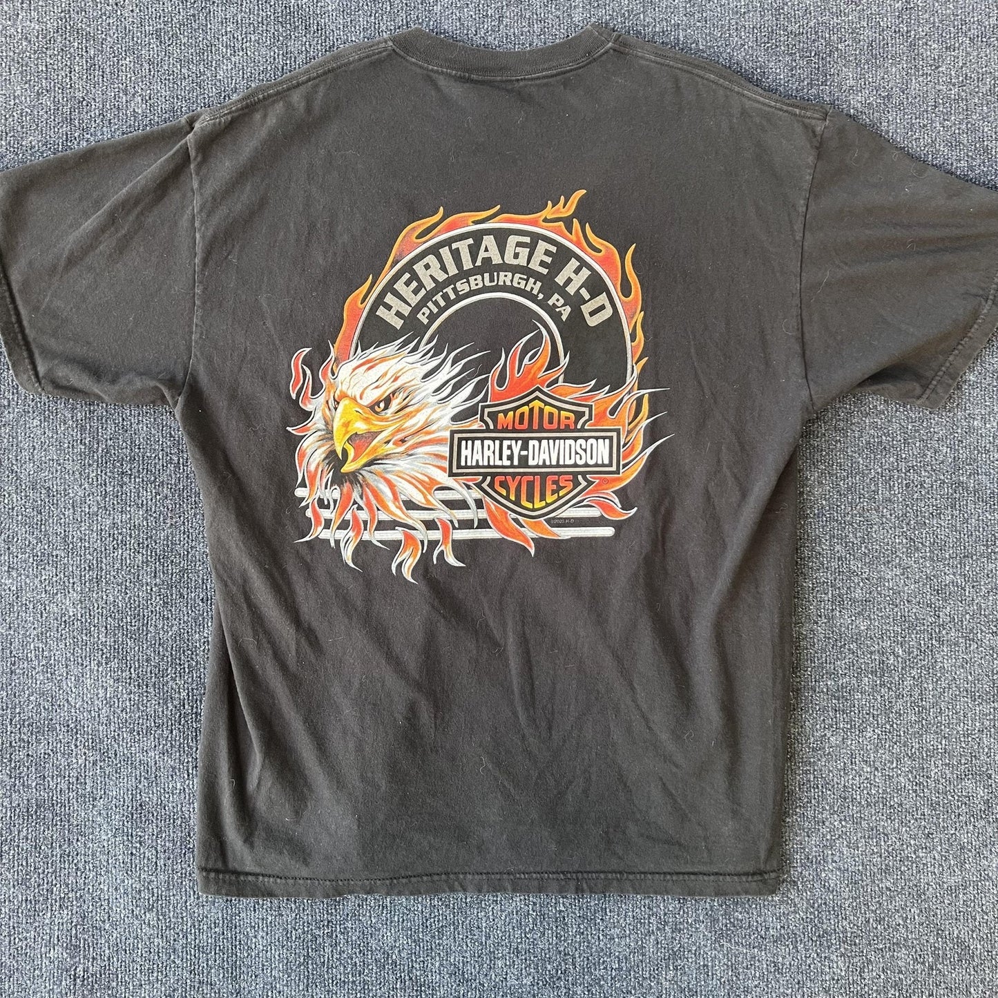 Y2K Harley-Davidson Flames Eagle Pittsburgh Tee