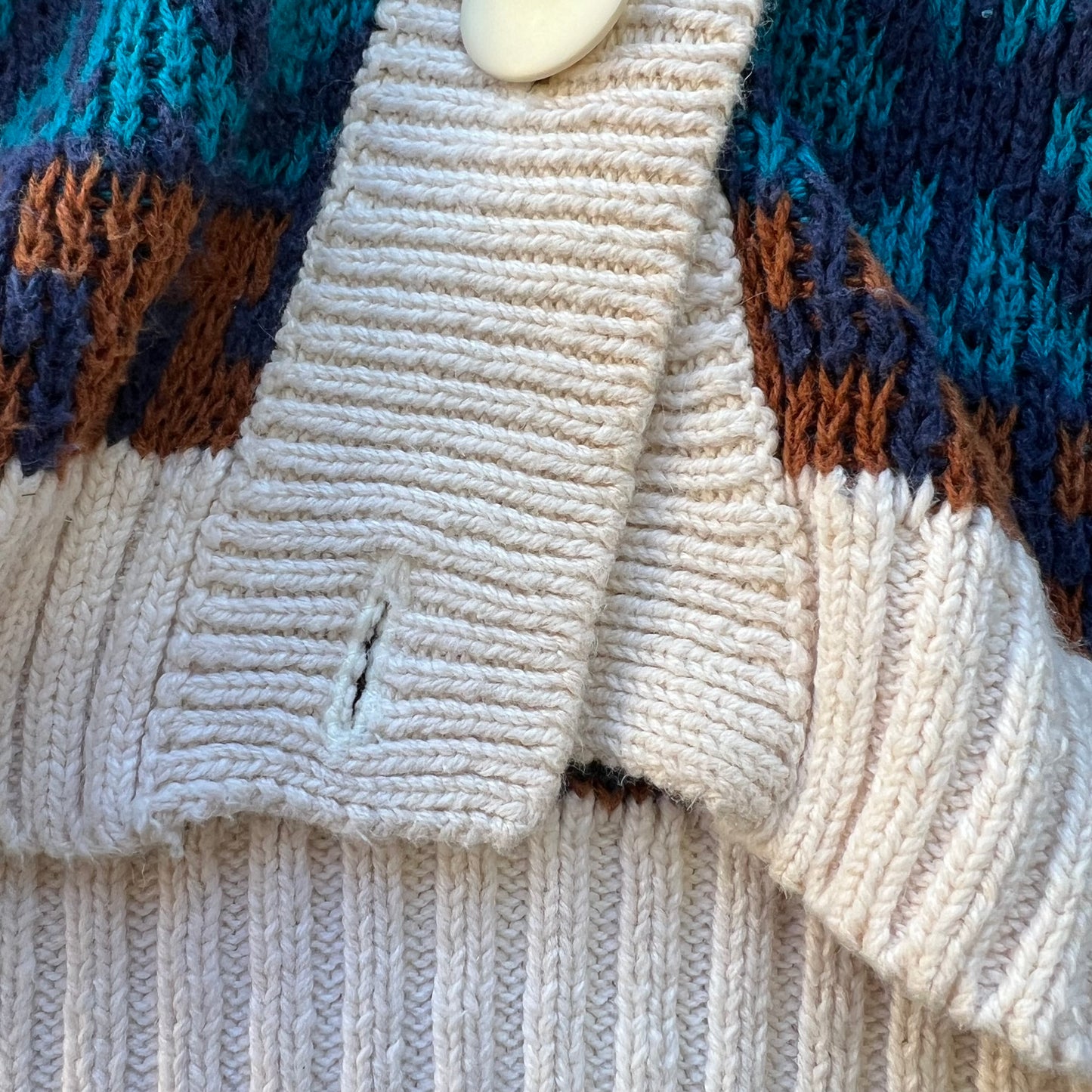 Vintage French Navy Patterned Cardigan