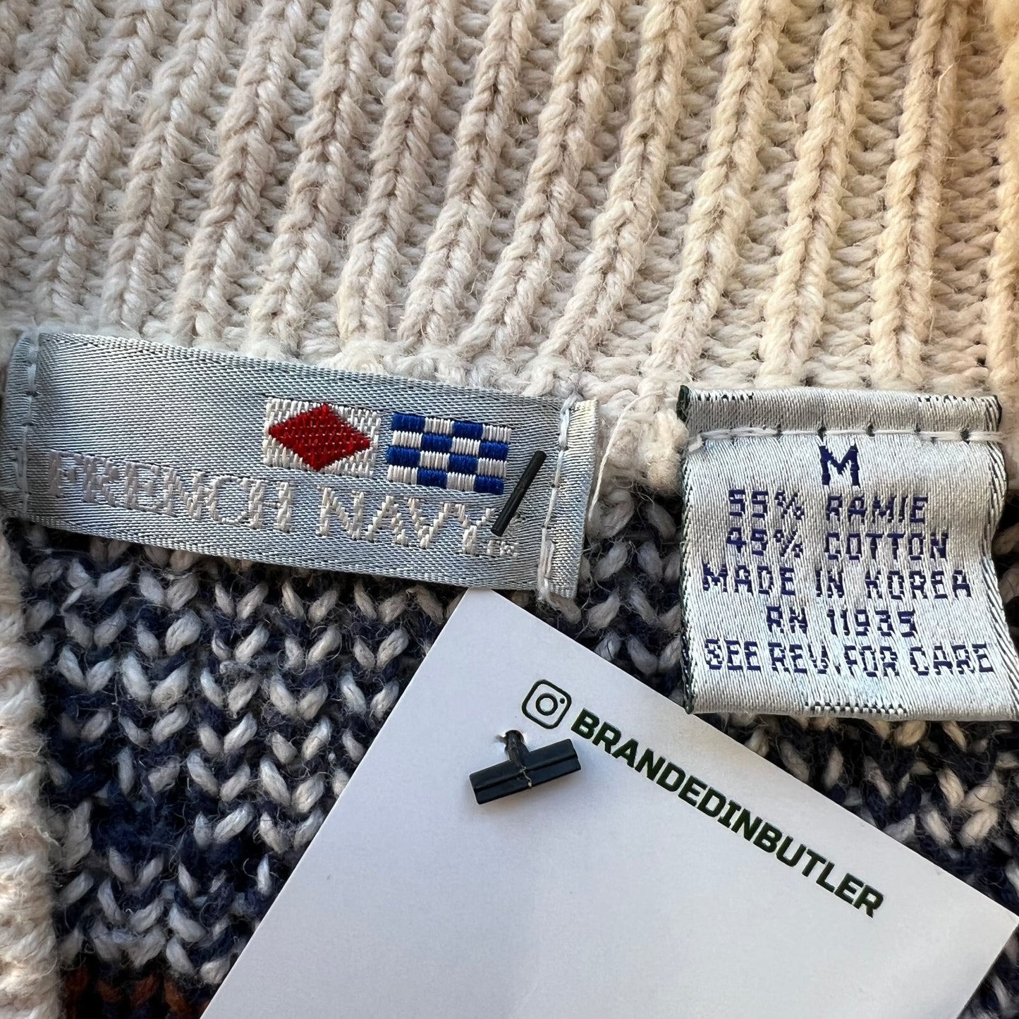 Vintage French Navy Patterned Cardigan