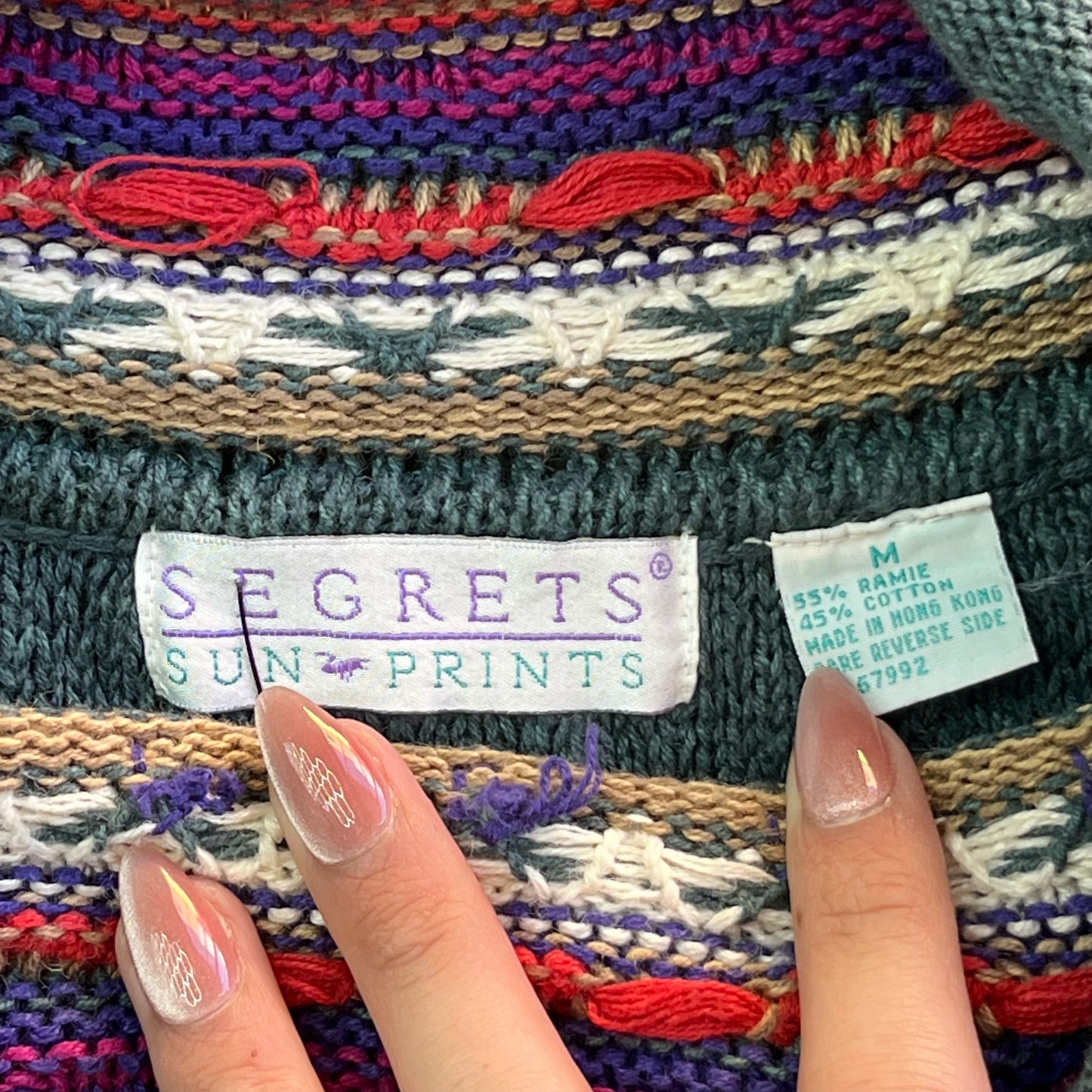 Vintage 1992 Segrets Patterned Sweater