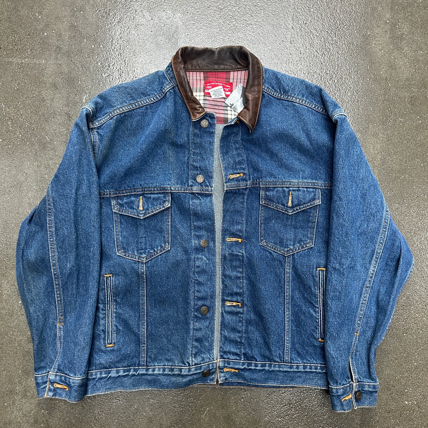 Vintage Marlboro Bomber Denim Jacket With Leather Collar