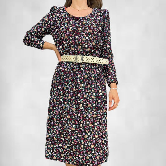 Vintage Flower Print Dress