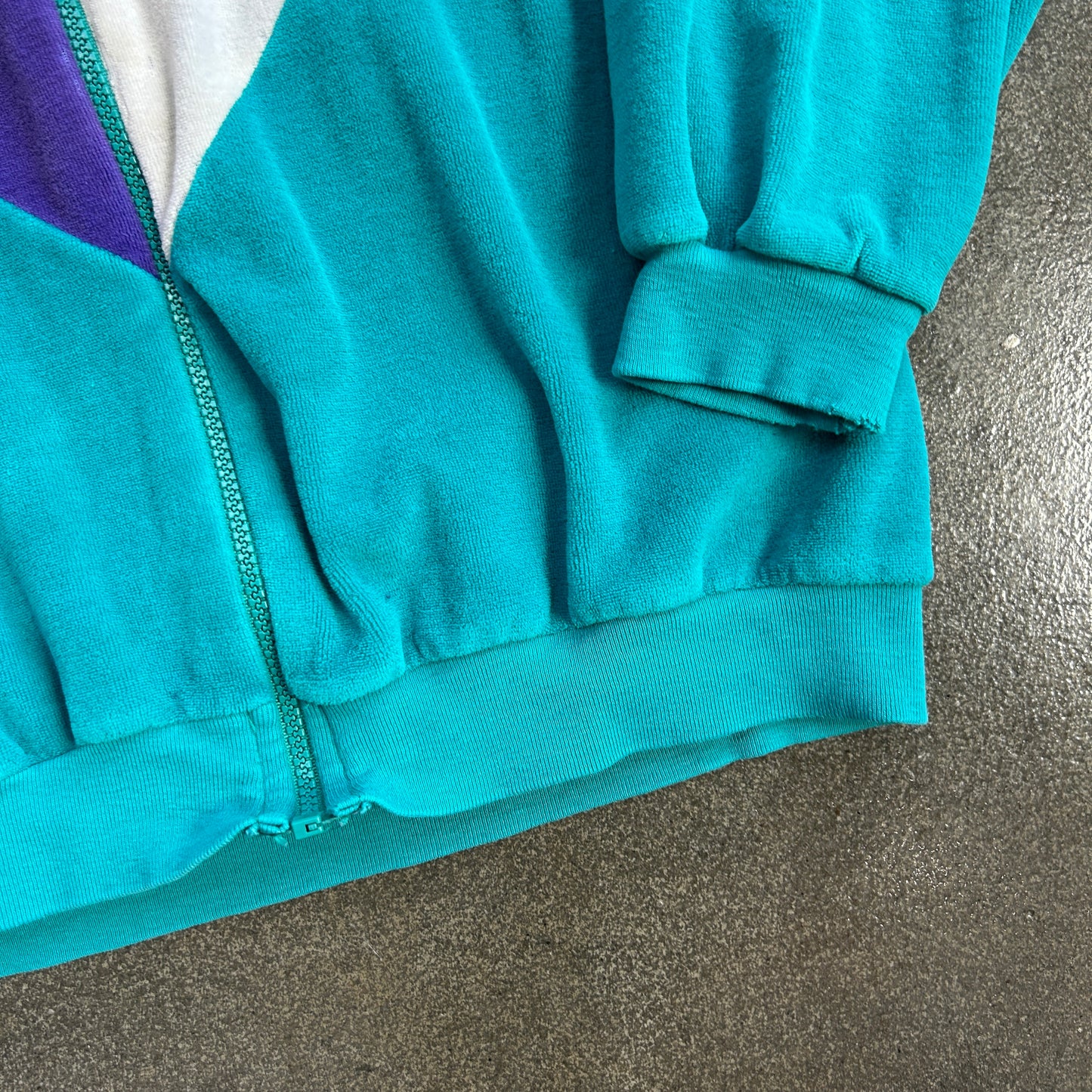 Vintage Color Block Terry Cloth Jacket