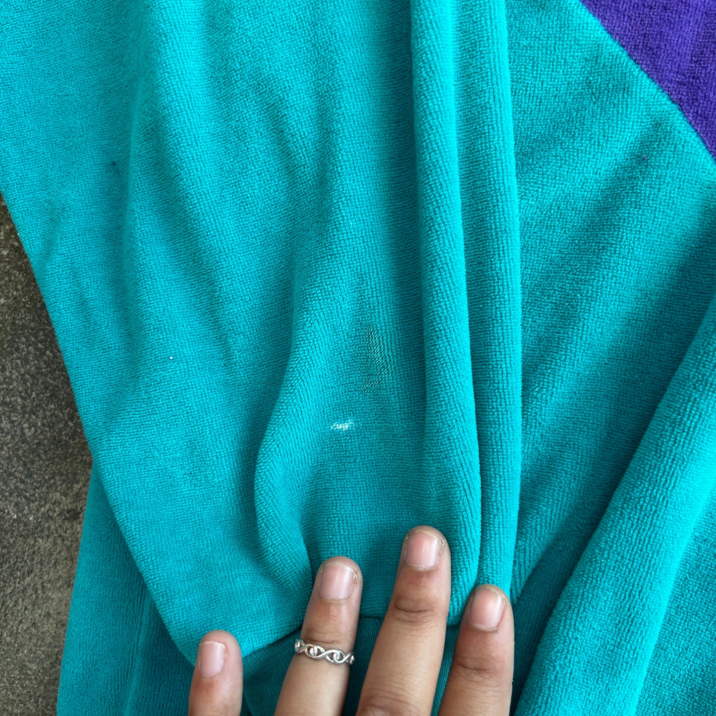 Vintage Color Block Terry Cloth Jacket