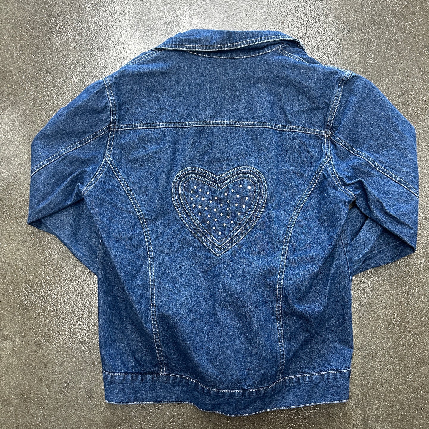 Vintage Quacker Factory Bedazzled Heart Denim Jacket