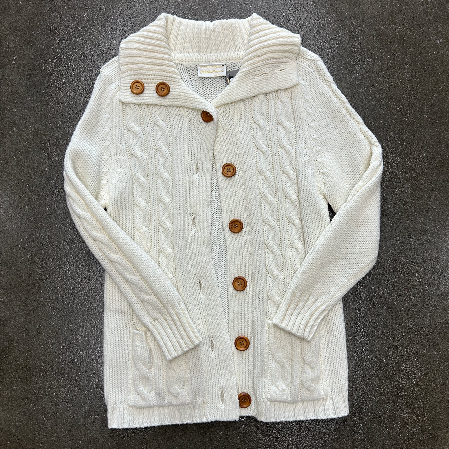 Vintage Cable Knit Long Button Up Cardigan