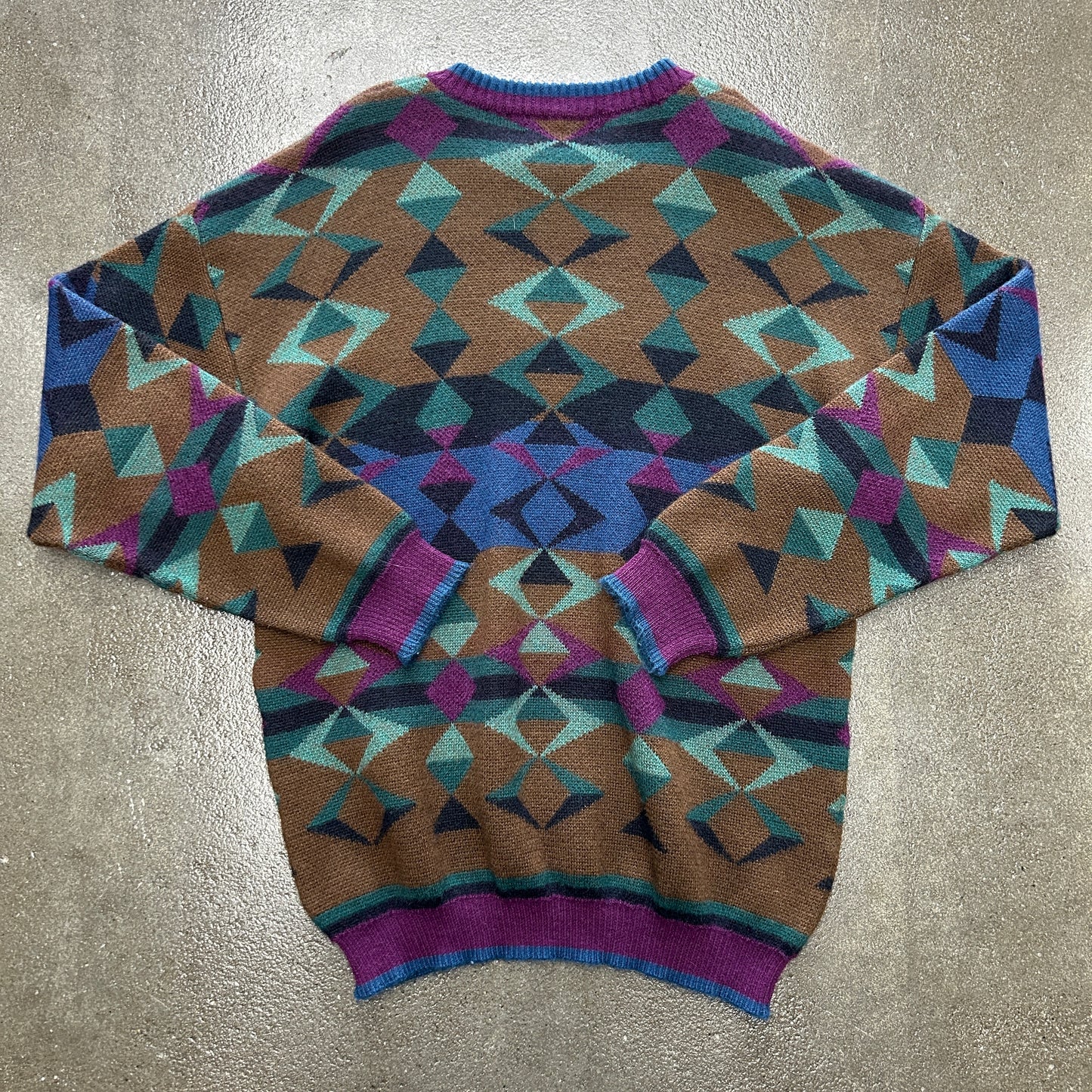 Vintage Top Knit Alpaca Geometric Sweater