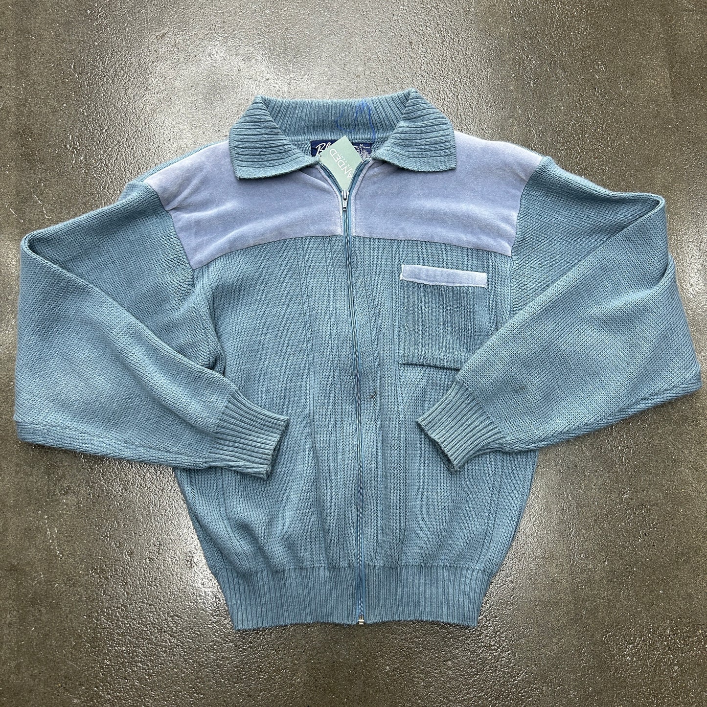 Vintage Blair Full Zip Color Block Sweater