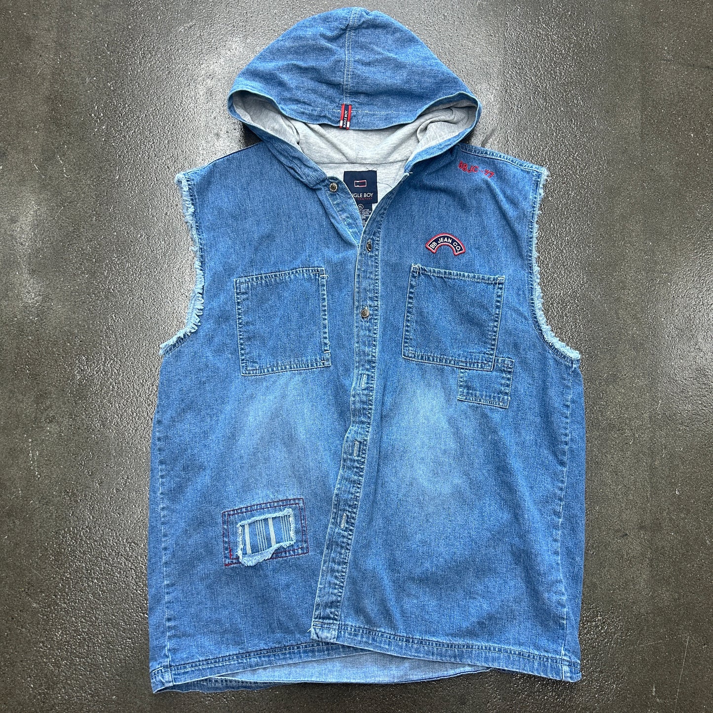 Vintage Bugle Boy Hooded Denim Vest