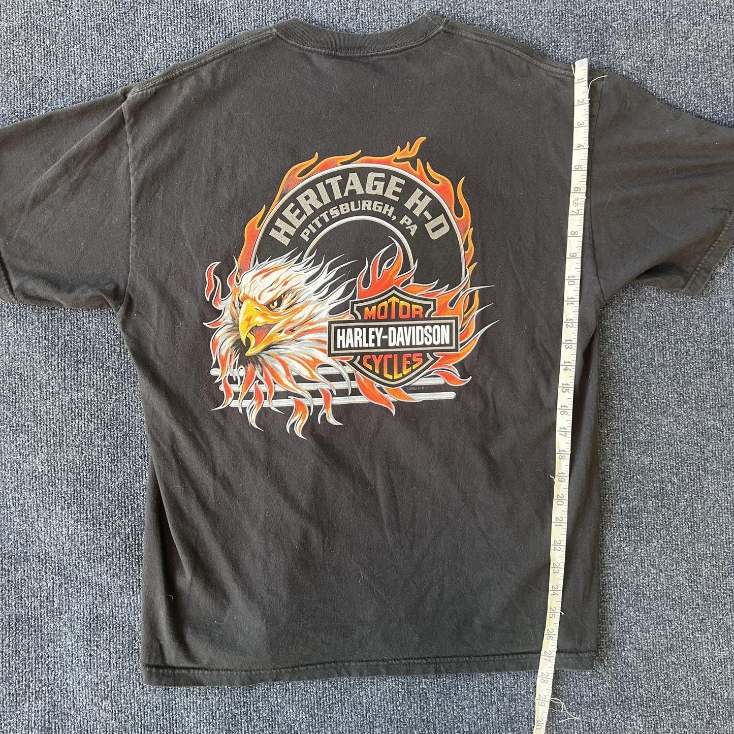 Y2K Harley-Davidson Flames Eagle Pittsburgh Tee
