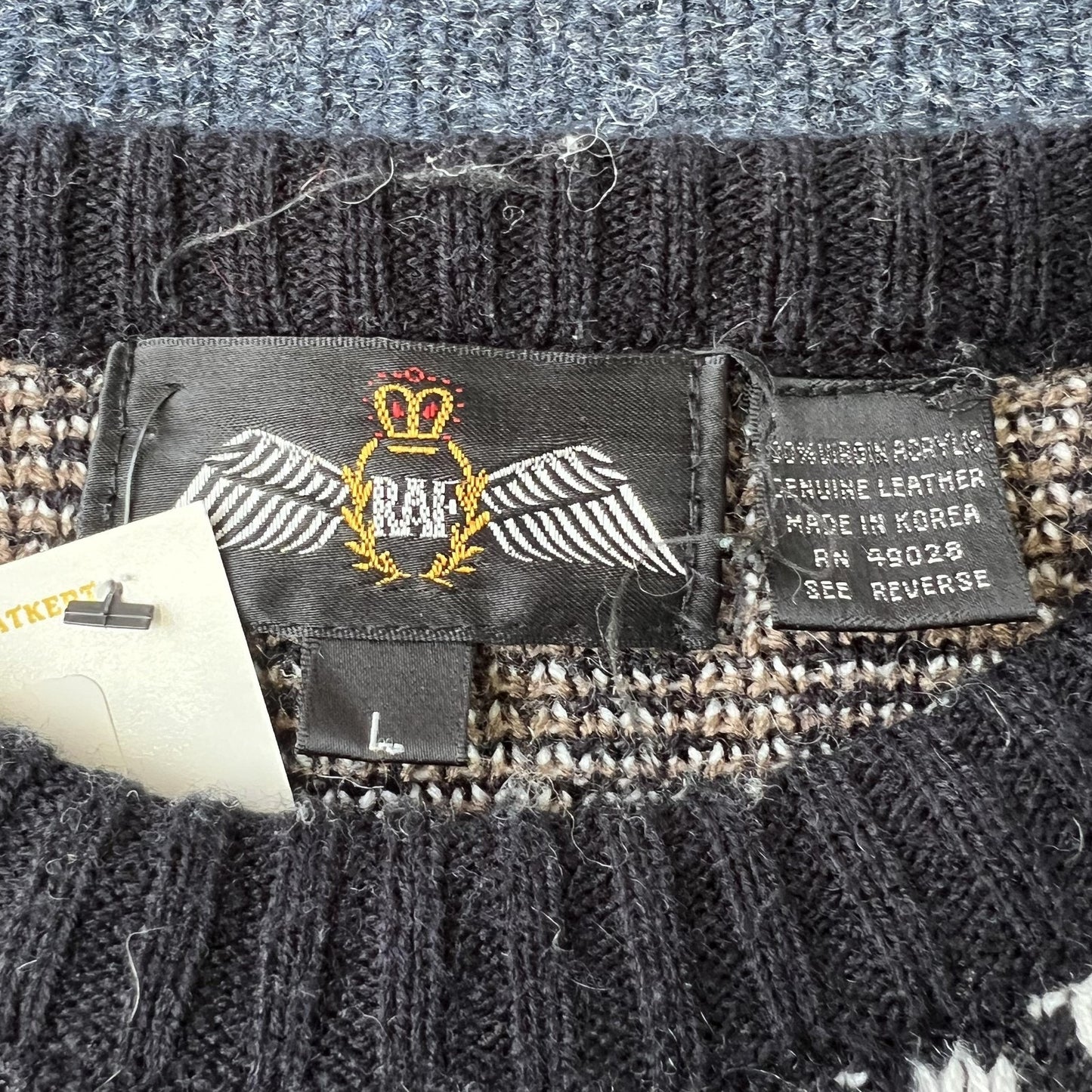 Vintage 90s Aztec Knit Leather Patch Sweater