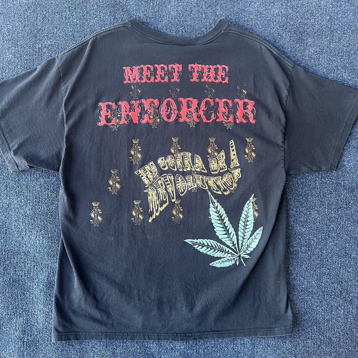 Vintage Y2K Dr Hood Black Power To Rule Graphic Skull Tee