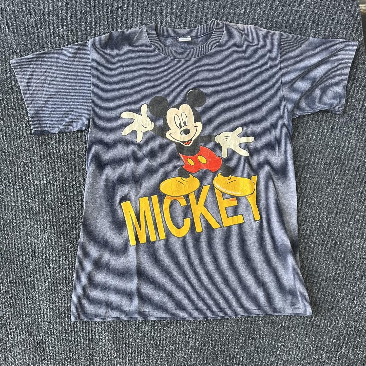 Vintage 90s Mickey Mouse Pinstripe Tee