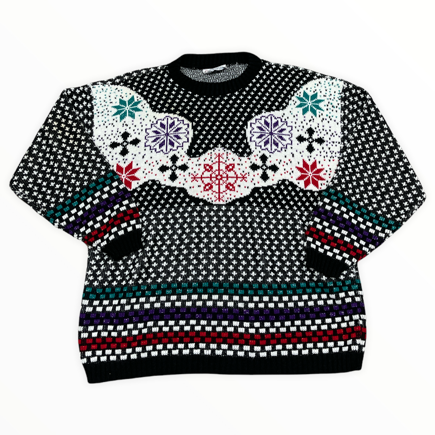Vintage Black Snowflake Crewneck