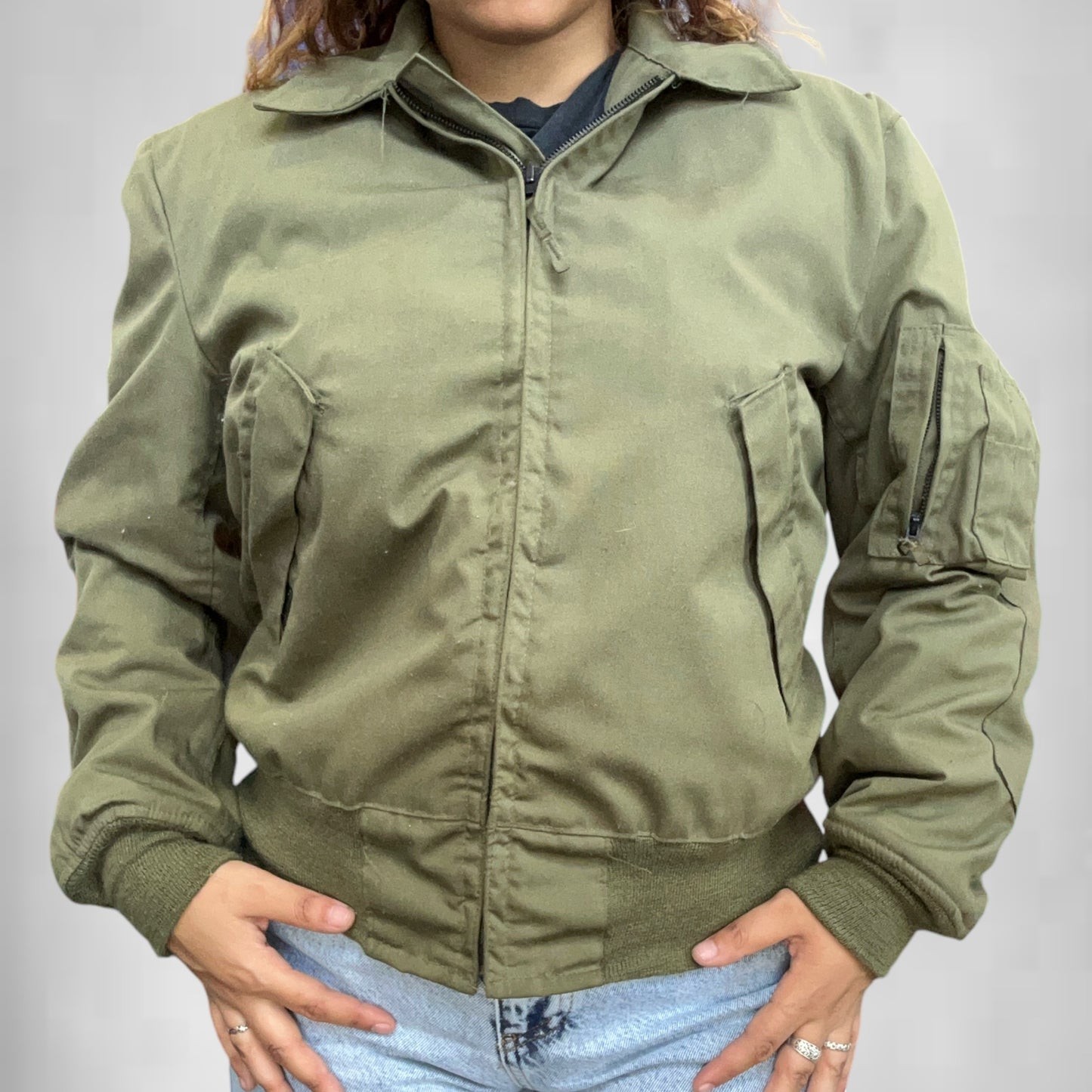 Vintage Army Green Bomber Jacket