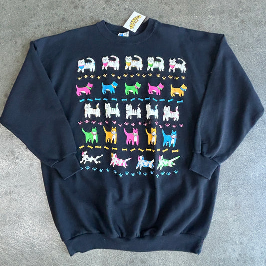 Vintage EZL Cats Dogs Crewneck