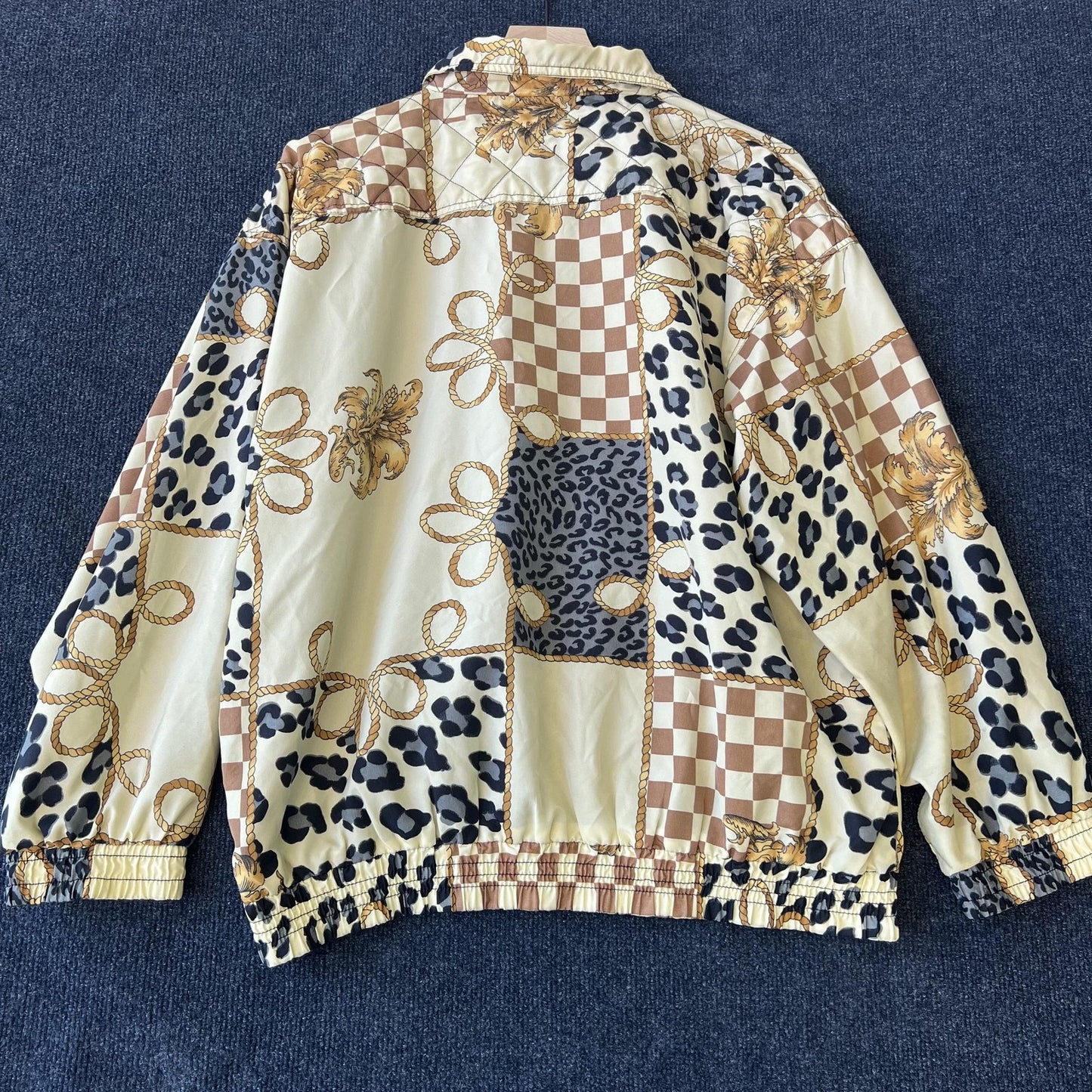 Vintage 90s Animal Print Checkered Windbreaker