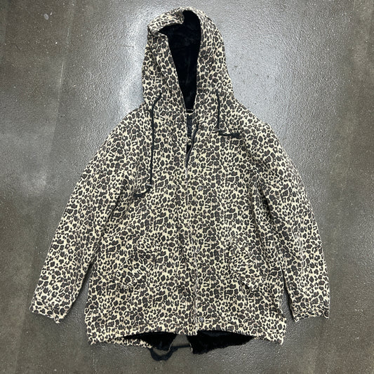 Vintage J2 Fur Lined Hooded Cheetah Print Coat