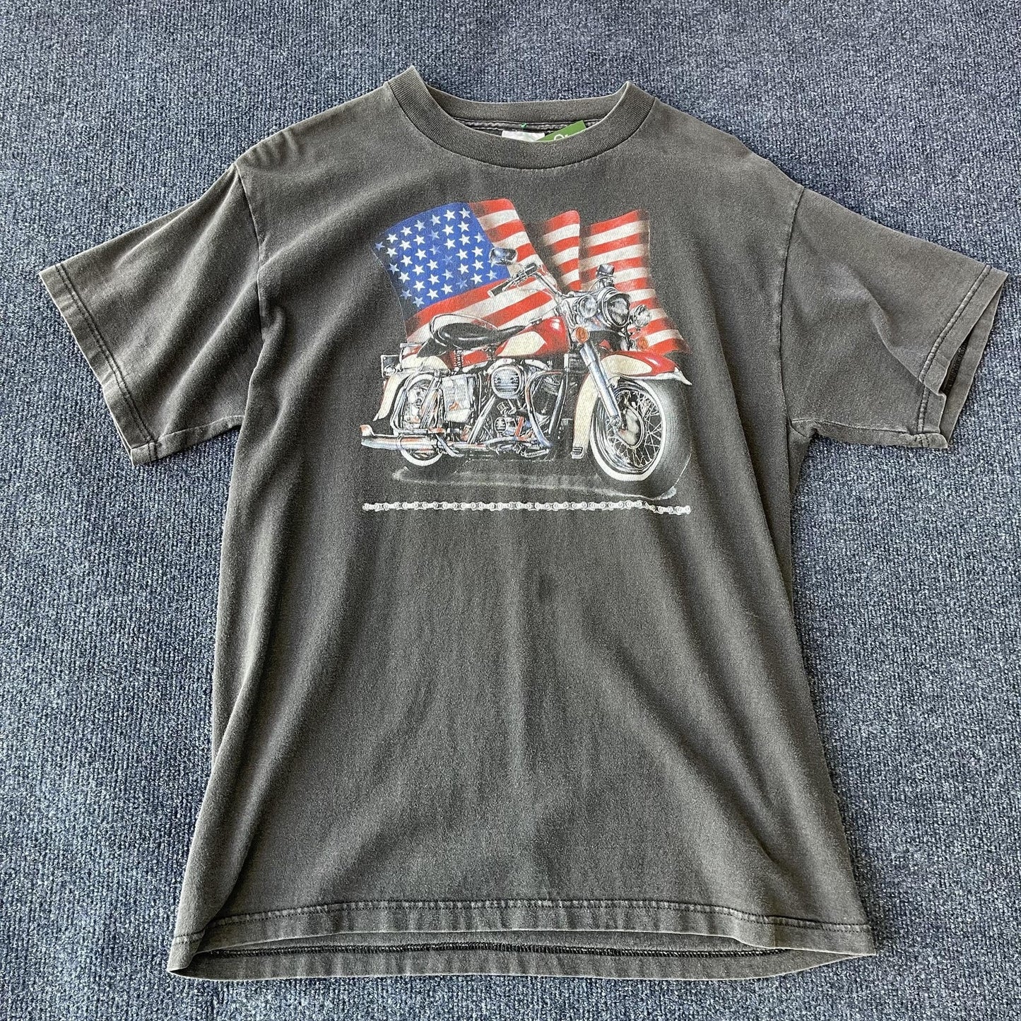 Vintage Motorcycle American Flag Tee