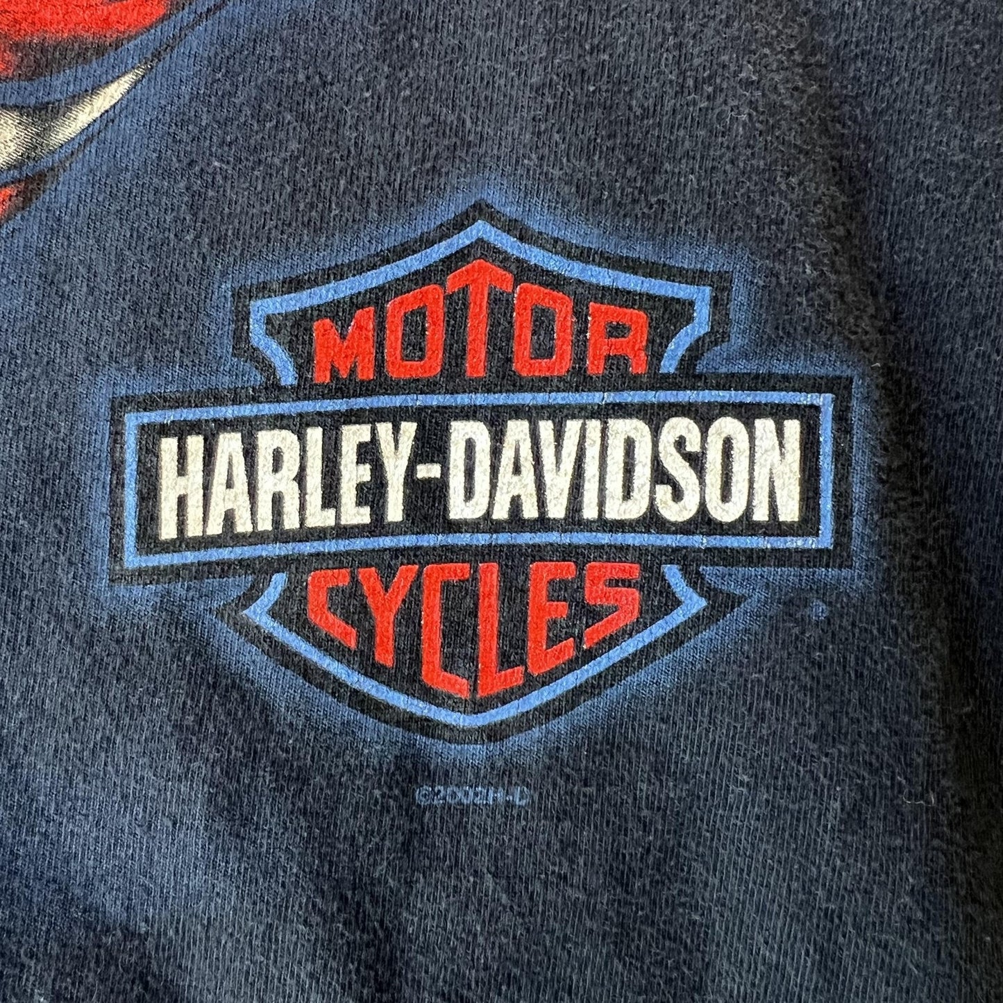 Vintage 2003 Harley Black Eagle Flag Tee