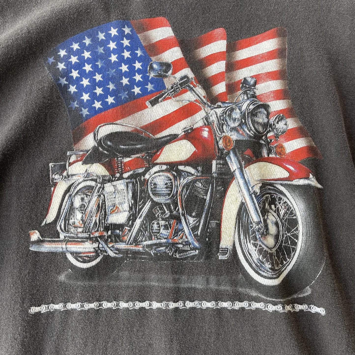 Vintage Motorcycle American Flag Tee