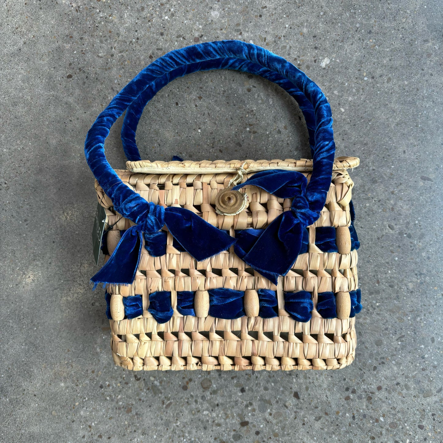 Vintage Velvet Strap Basket Bag