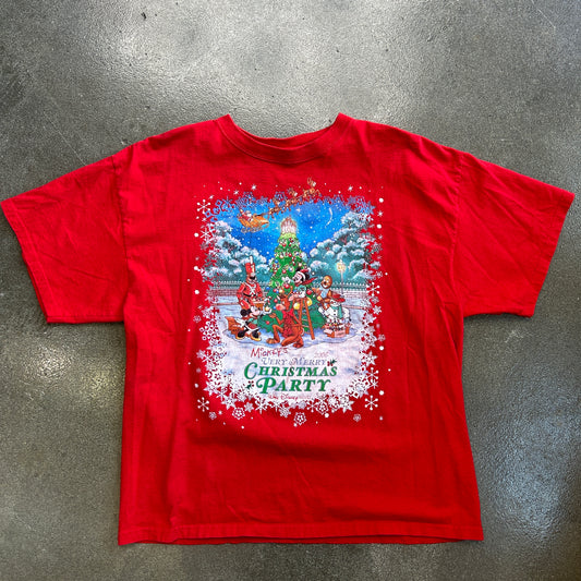 Vintage Y2K Mickey Mouse Disney Christmas Party Tee