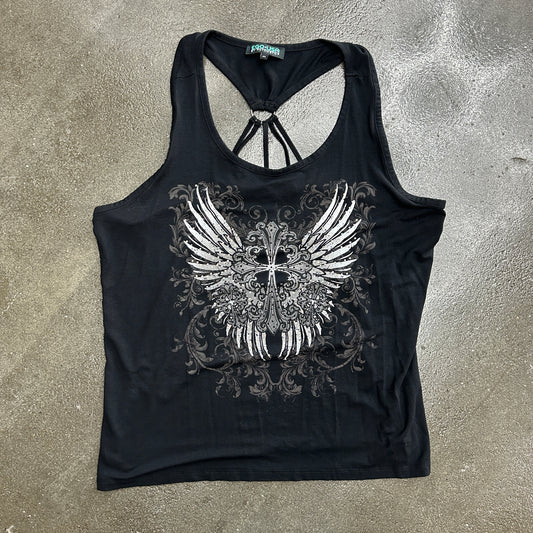 Y2K Ego USA Bedazzled Cross Top