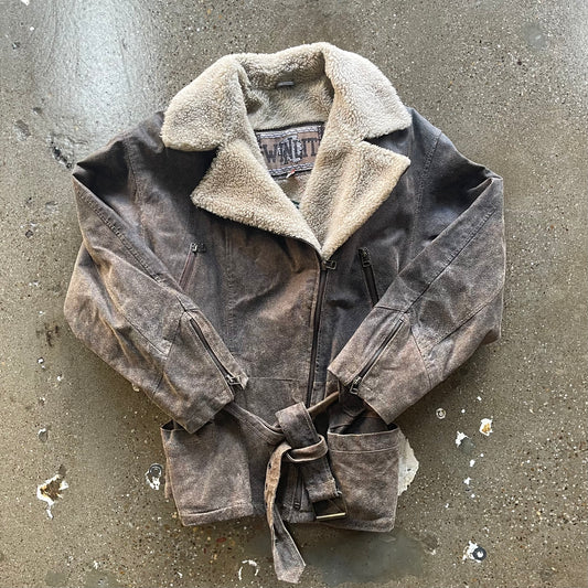 Vintage Winlit Sherpa Lined Leather Jacket