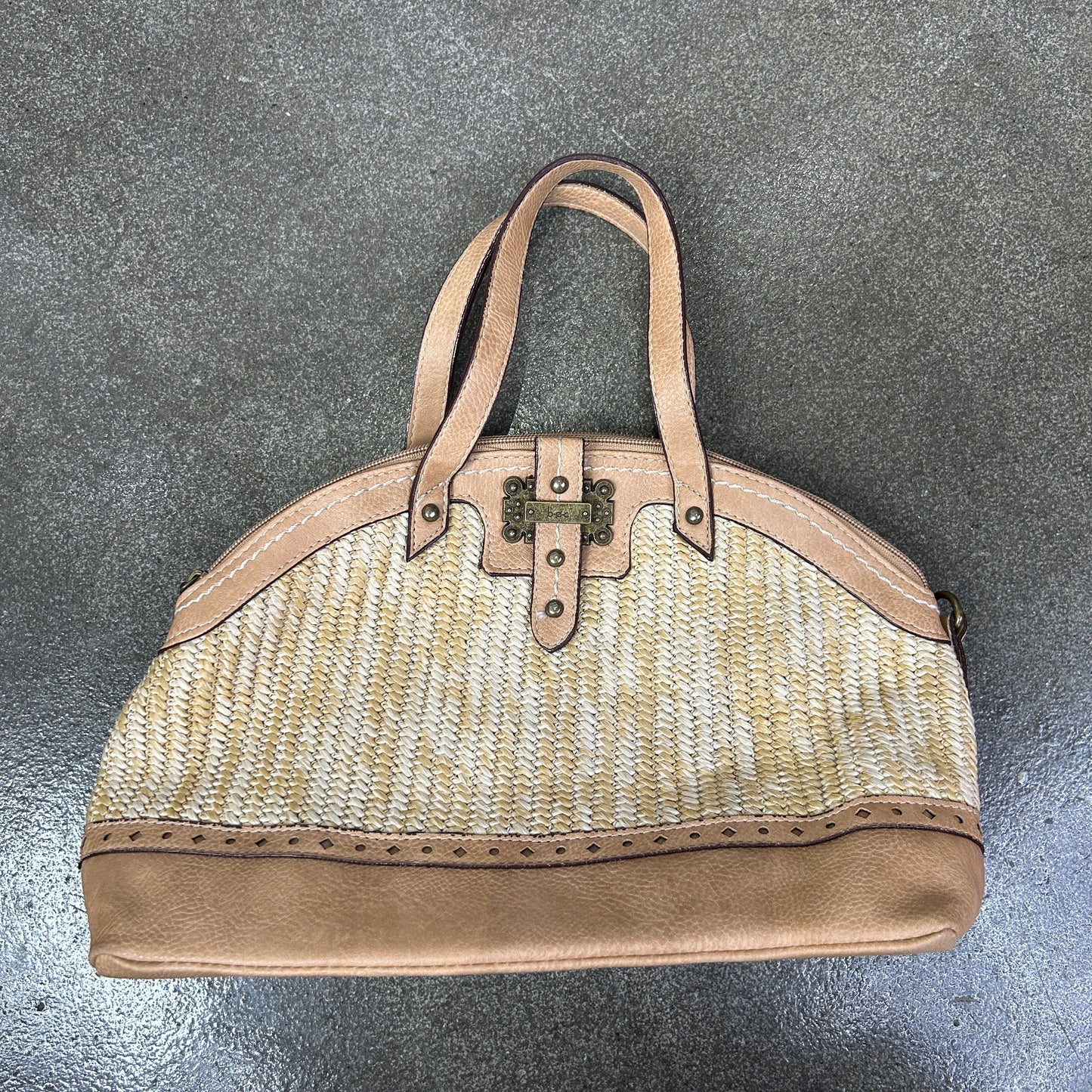 Vintage BOC Farrell Hill Woven Vegan Leather Satchel