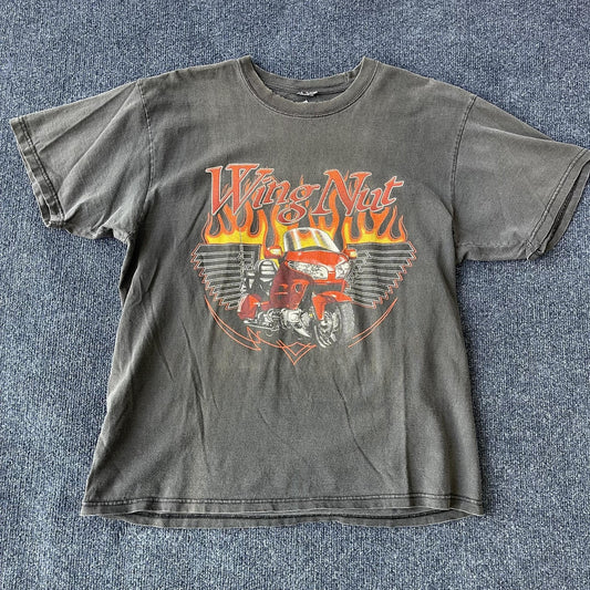 Vintage Wing Nut Motorcycle Flames Tee