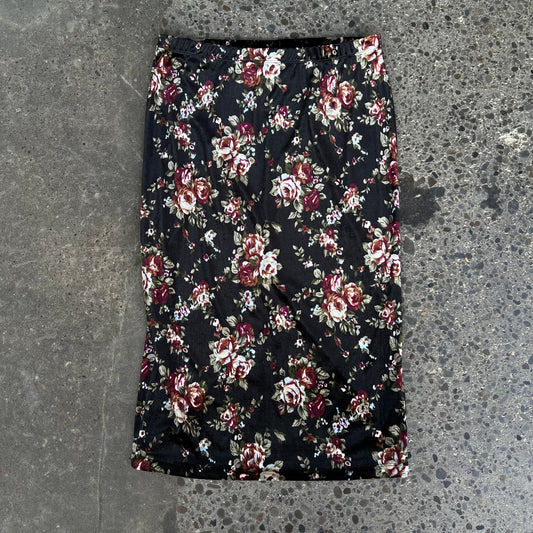 Vintage Bobeau Floral Velvet Skirt